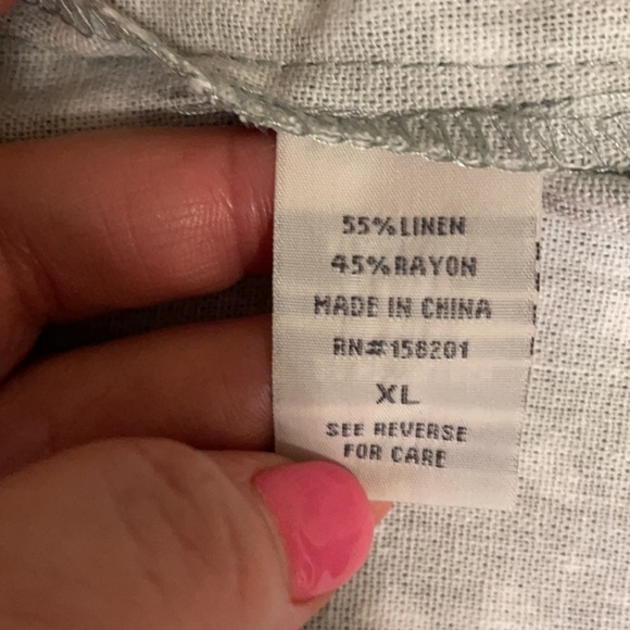 RUFFLED STRAP TANK SUNDRESS. Smocked back ruffle accent size XL mint Linen blend - Picture 12 of 13